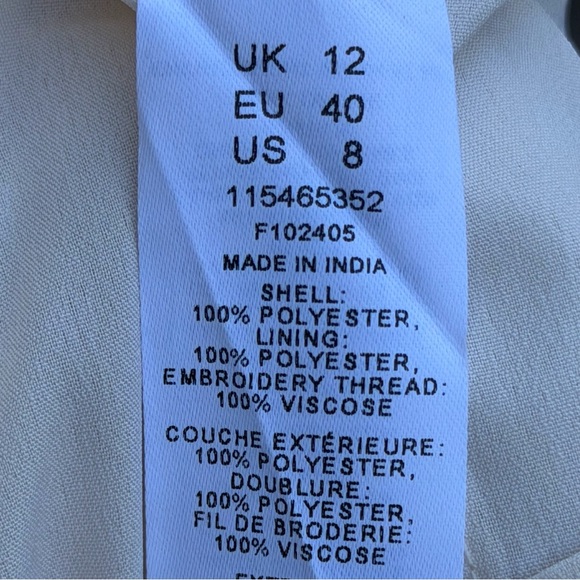 ASOS Embroidered Floral Mini Dress Cream Puff Sleeve 8 Cottagecore Romantic - Picture 8 of 9